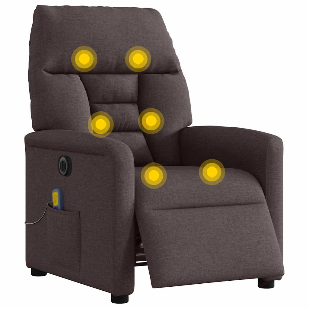 Vidaxl massagestoel elektrisch verstelbaar stof donkerbruin