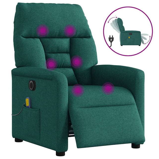 Vidaxl massagestoel elektrisch verstelbaar stof donkergroen