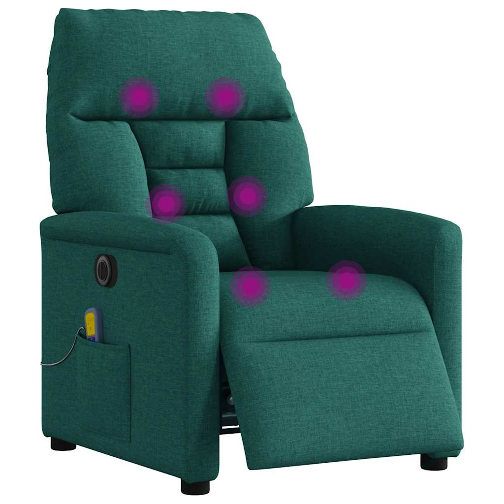 Vidaxl massagestoel elektrisch verstelbaar stof donkergroen