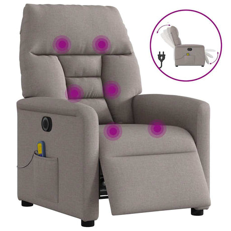 Vidaxl massagestoel elektrisch verstelbaar stof taupe