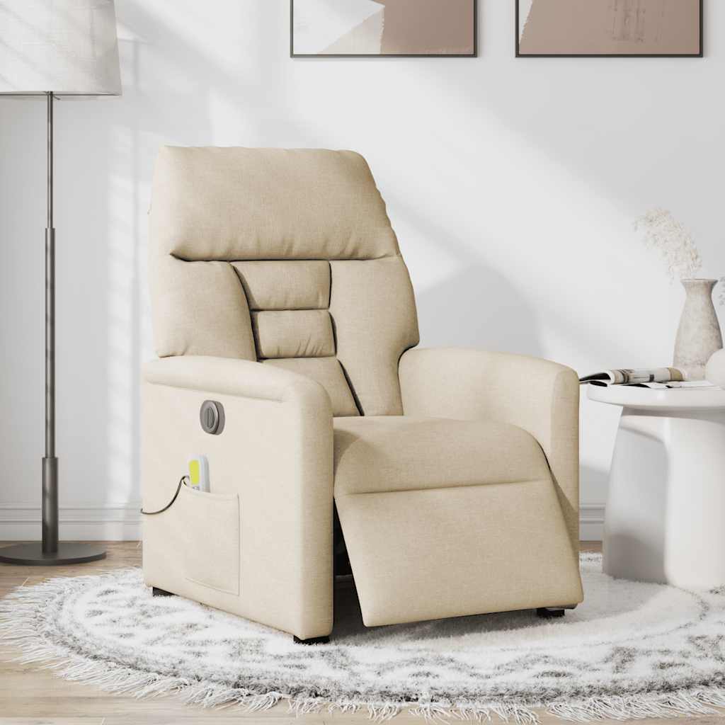 Vidaxl massagestoel elektrisch verstelbaar stof crèmekleurig