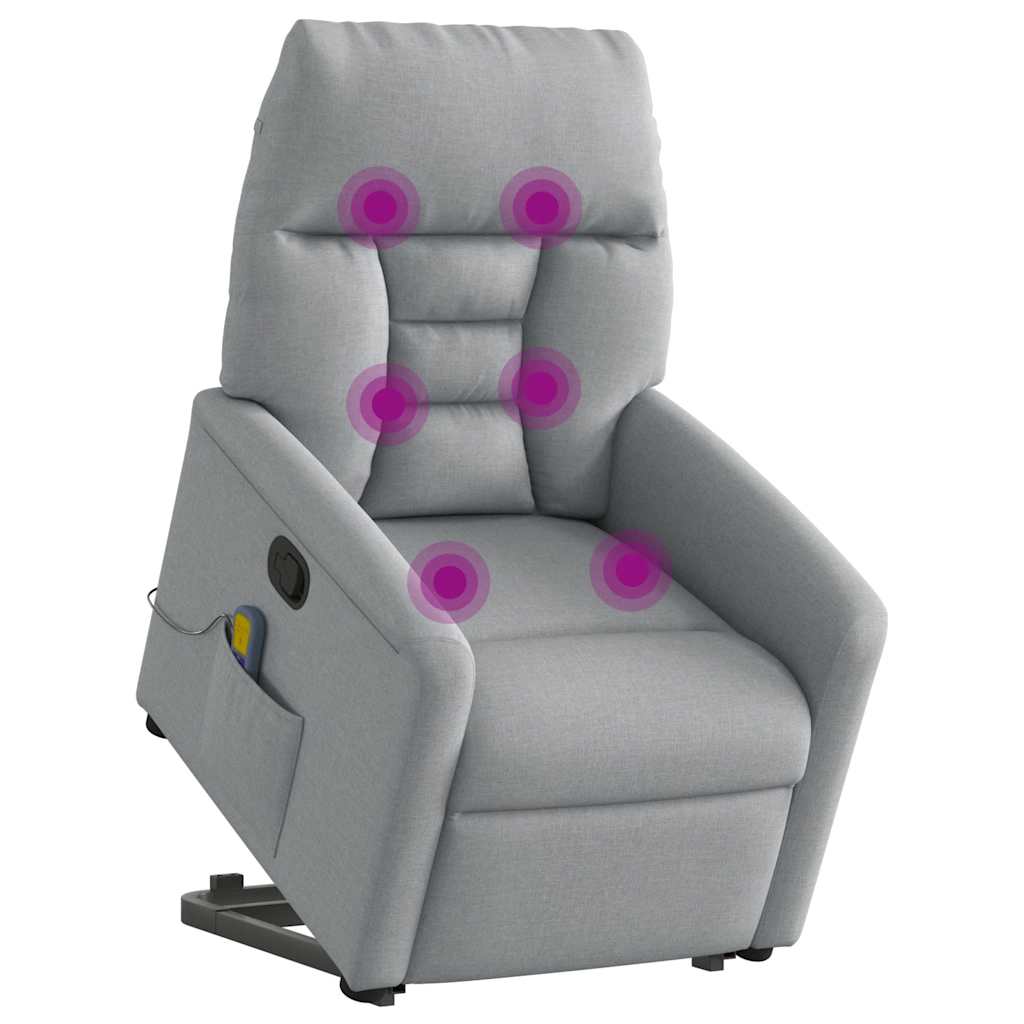 Vidaxl sta-op-massagestoel verstelbaar stof lichtgrijs