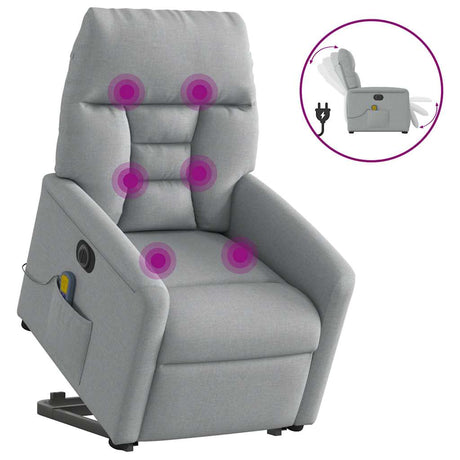 Vidaxl sta-op-massagestoel elektrisch verstelbaar stof lichtgrijs