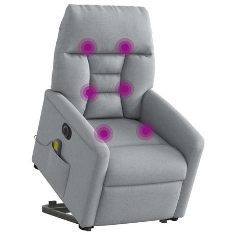 Vidaxl sta-op-massagestoel elektrisch verstelbaar stof lichtgrijs