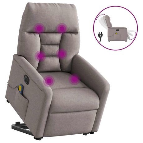 Vidaxl sta-op-massagestoel elektrisch verstelbaar stof taupe