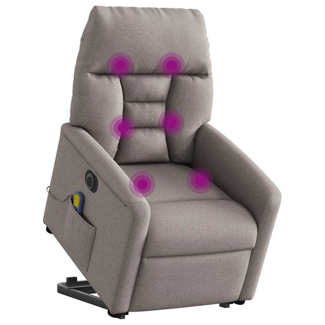Vidaxl sta-op-massagestoel elektrisch verstelbaar stof taupe