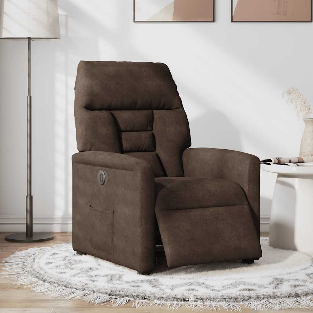 Vidaxl fauteuil verstelbaar elektrisch microvezelstof bruin