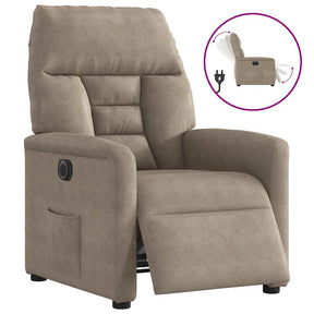 Vidaxl fauteuil verstelbaar elektrisch microvezelstof taupe