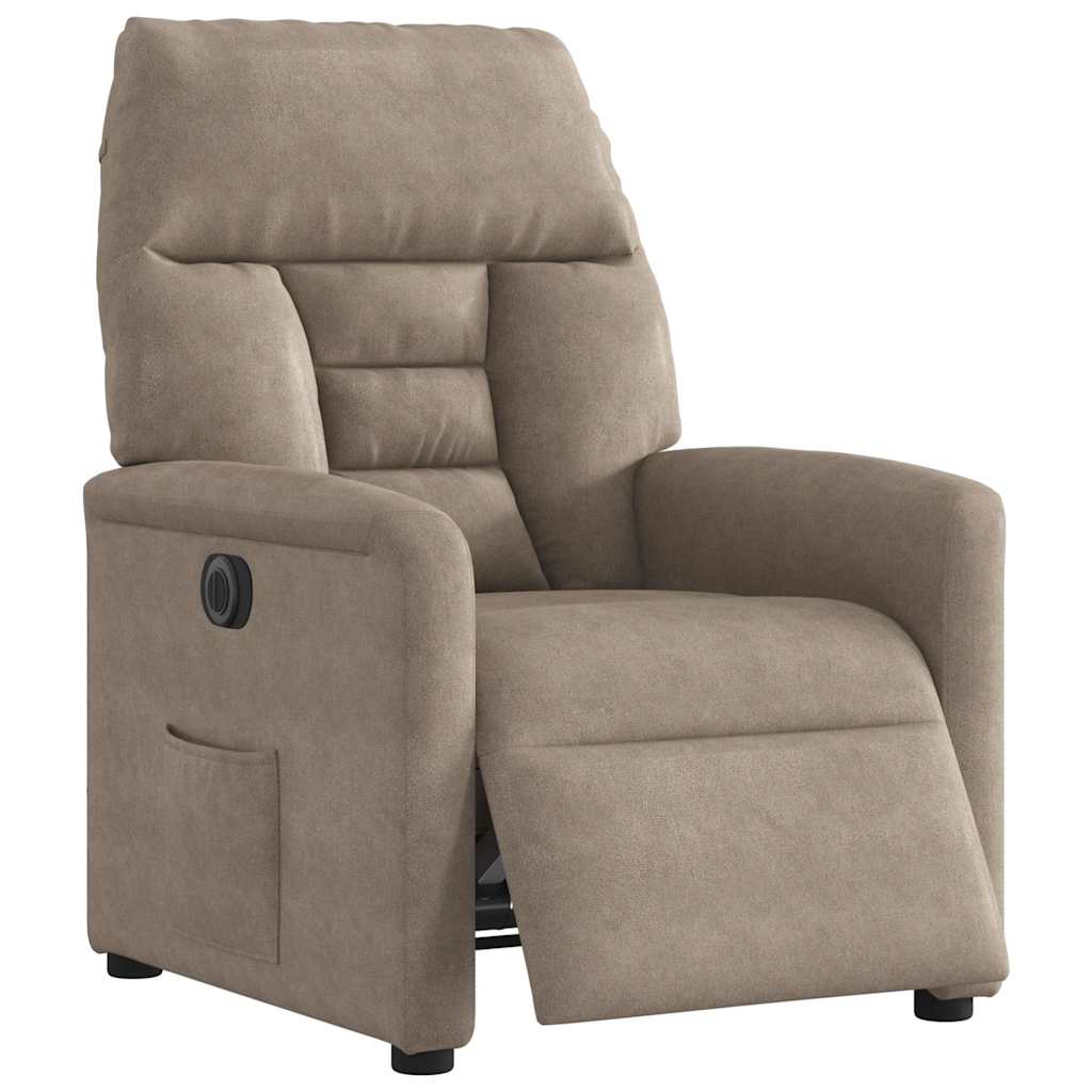 Vidaxl fauteuil verstelbaar elektrisch microvezelstof taupe
