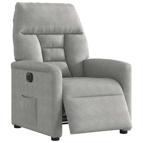 Vidaxl fauteuil verstelbaar elektrisch microvezelstof lichtgrijs