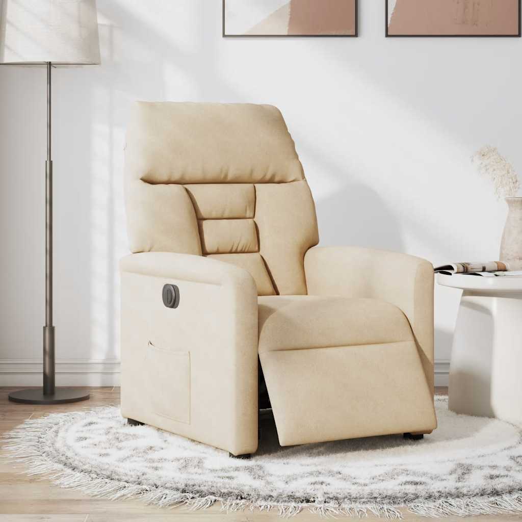 Vidaxl fauteuil verstelbaar elektrisch microvezelstof crèmekleurig