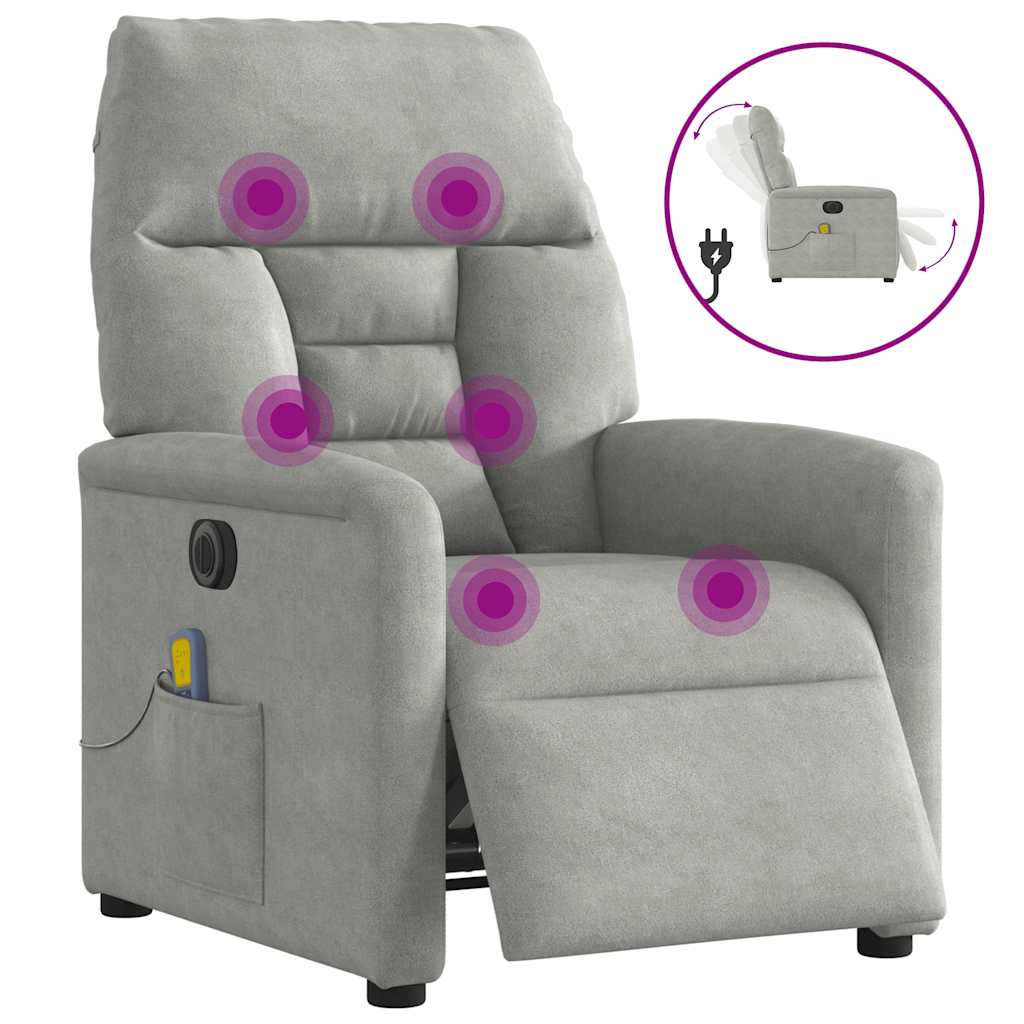 Vidaxl massagestoel elektrisch verstelbaar microvezelstof lichtgrijs