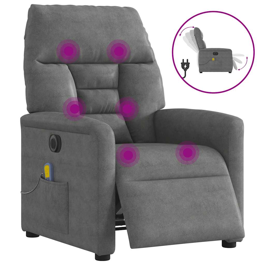 Vidaxl massagestoel elektrisch verstelbaar microvezelstof donkergrijs