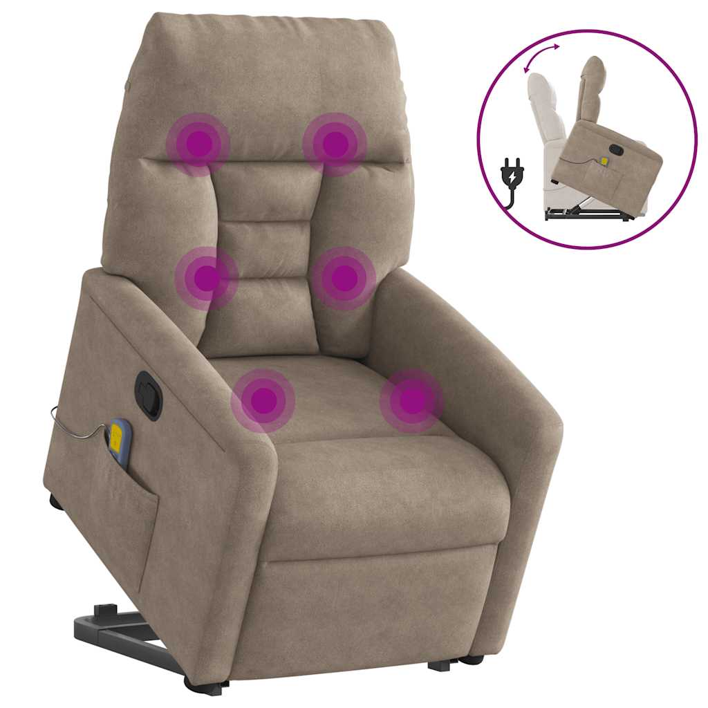 Vidaxl sta-op-massagestoel verstelbaar microvezelstof taupe