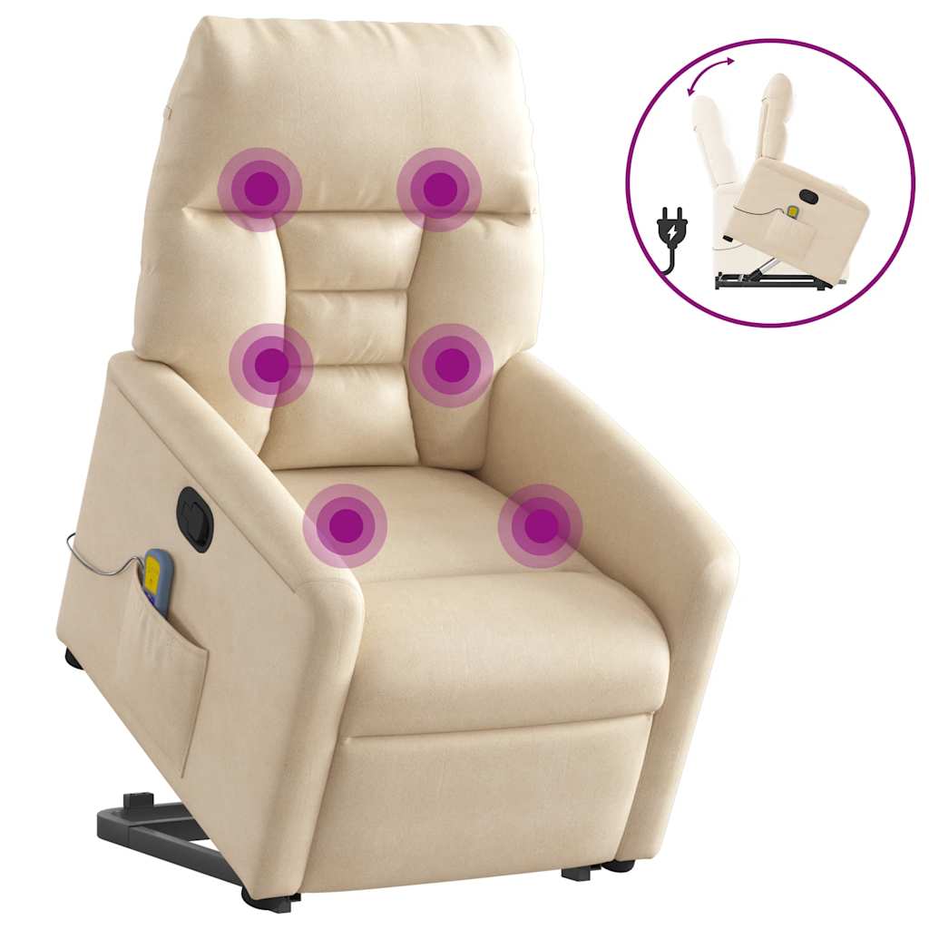 Vidaxl sta-op-massagestoel verstelbaar microvezelstof beige