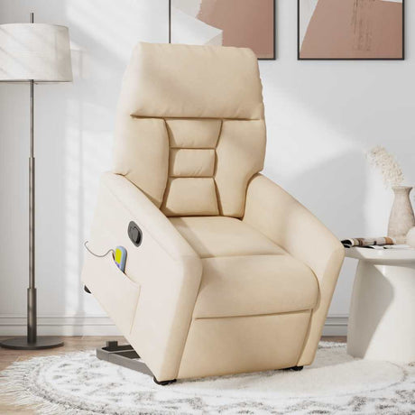 Vidaxl sta-op-massagestoel verstelbaar microvezelstof beige