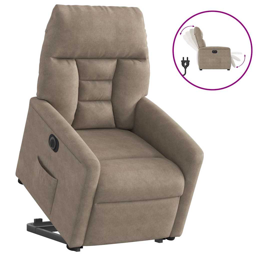Vidaxl sta-op-stoel elektrisch verstelbaar microvezelstof taupe