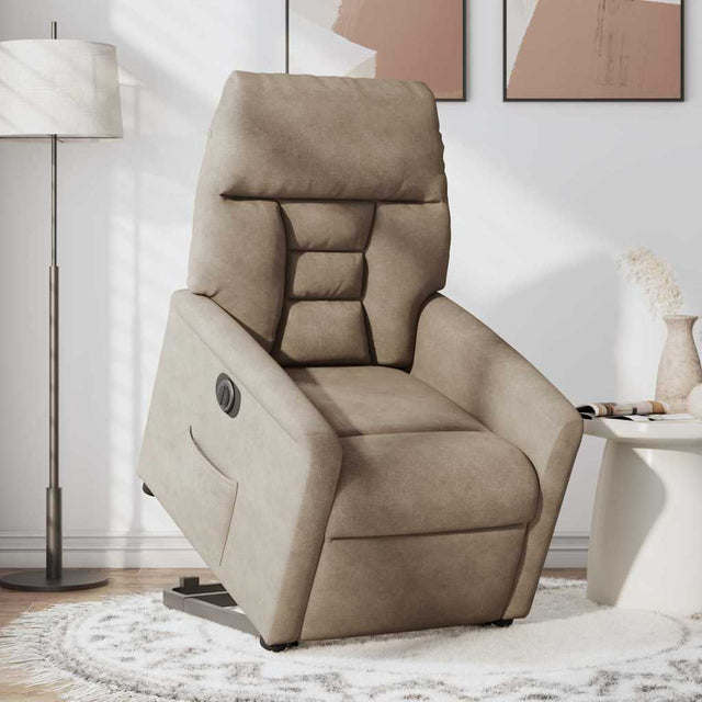 Vidaxl sta-op-stoel elektrisch verstelbaar microvezelstof taupe
