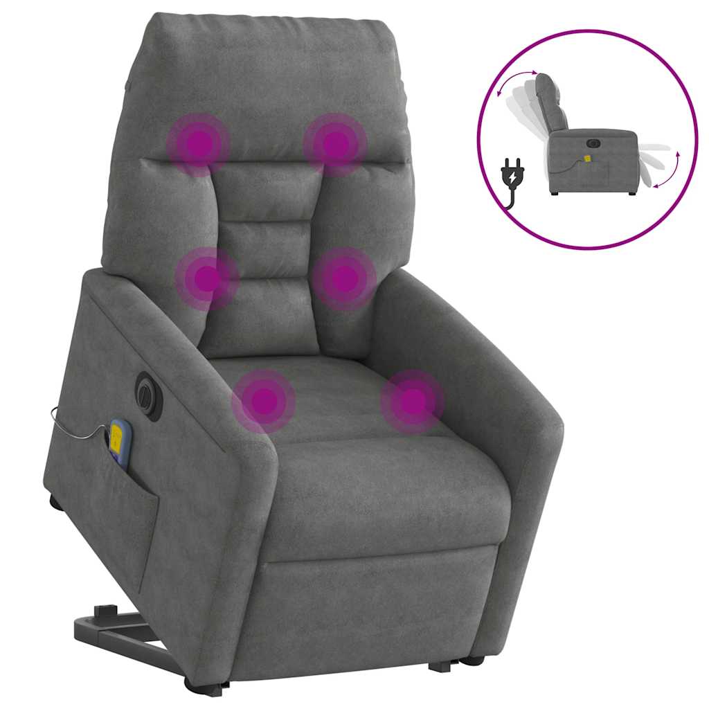Vidaxl sta-op-massagestoel elektrisch microvezelstof donkergrijs