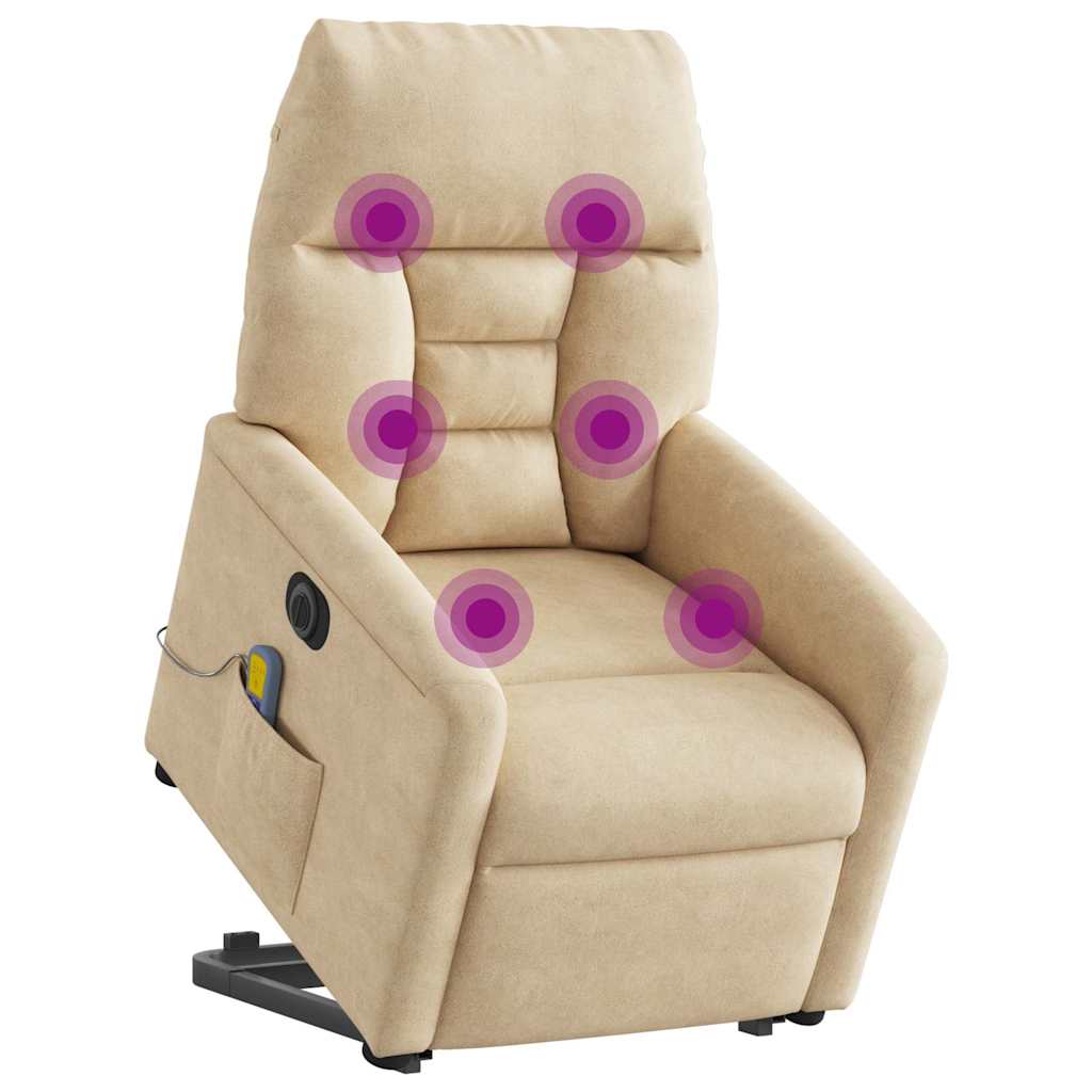 Vidaxl sta-op-massagestoel elektrisch microvezelstof crèmekleurig