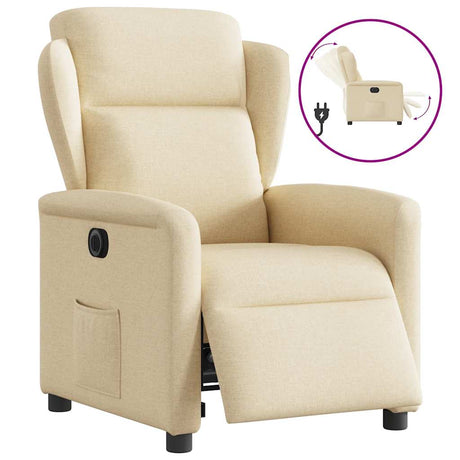 Vidaxl fauteuil verstelbaar elektrisch stof crèmekleurig