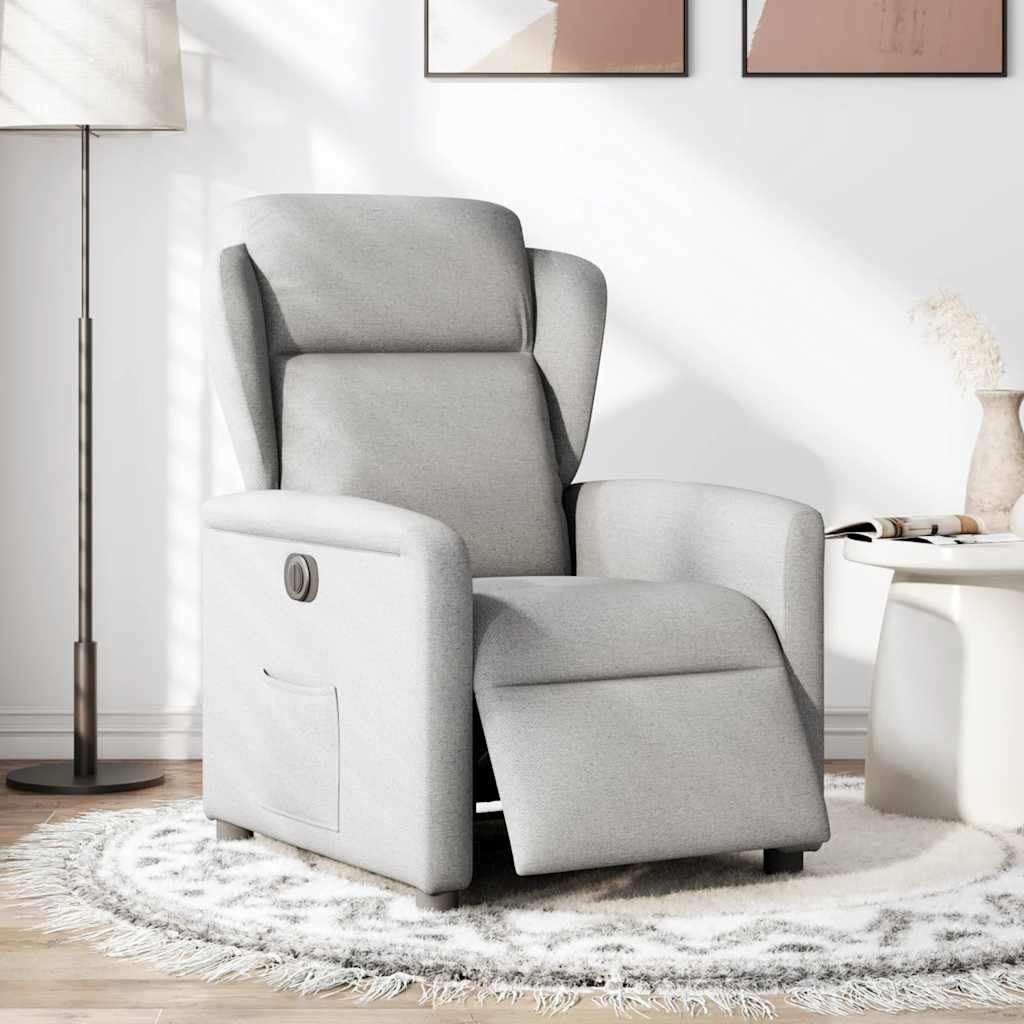 Vidaxl fauteuil elektrisch verstelbaar stof wolk grijs