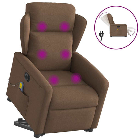Vidaxl sta-op-massagestoel elektrisch verstelbaar stof bruin