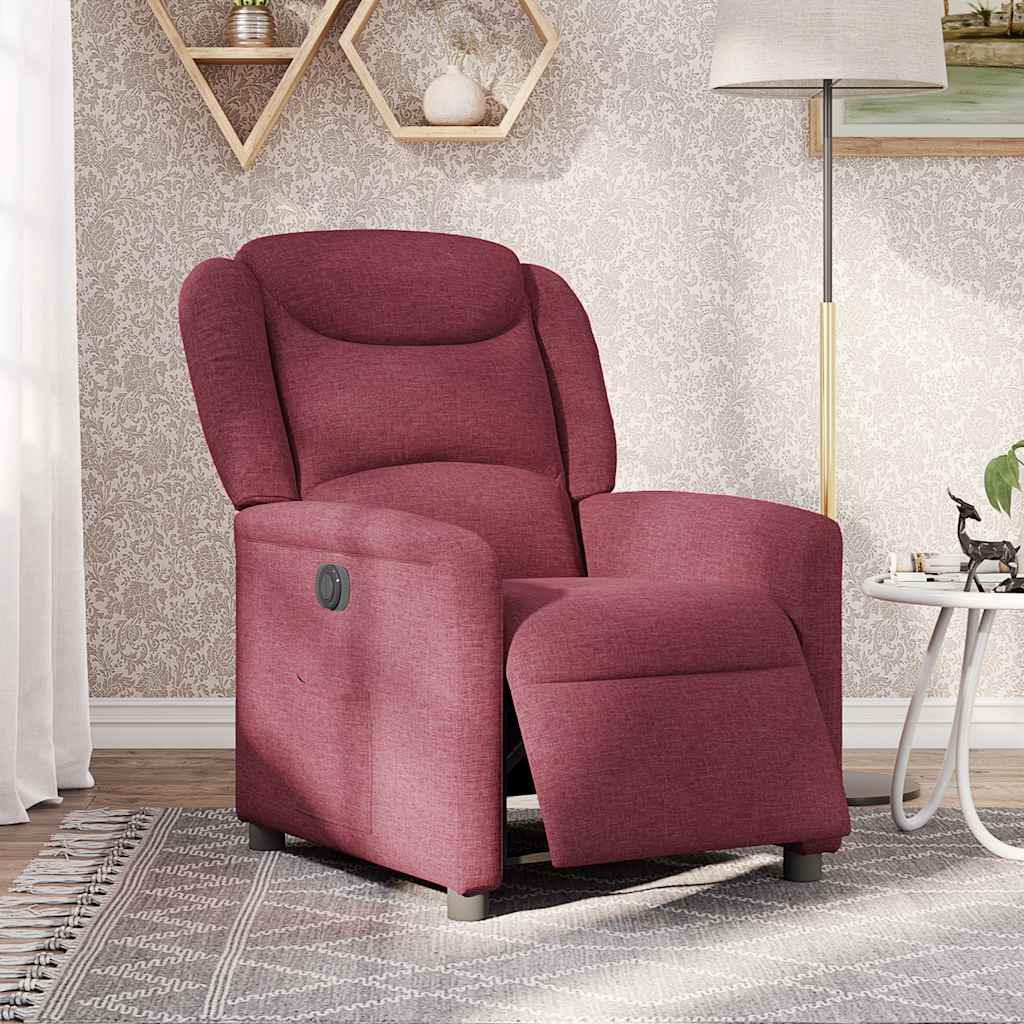 Vidaxl fauteuil verstelbaar elektrisch stof wijnrood