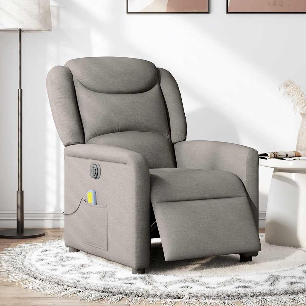 Vidaxl massagestoel elektrisch verstelbaar stof taupe