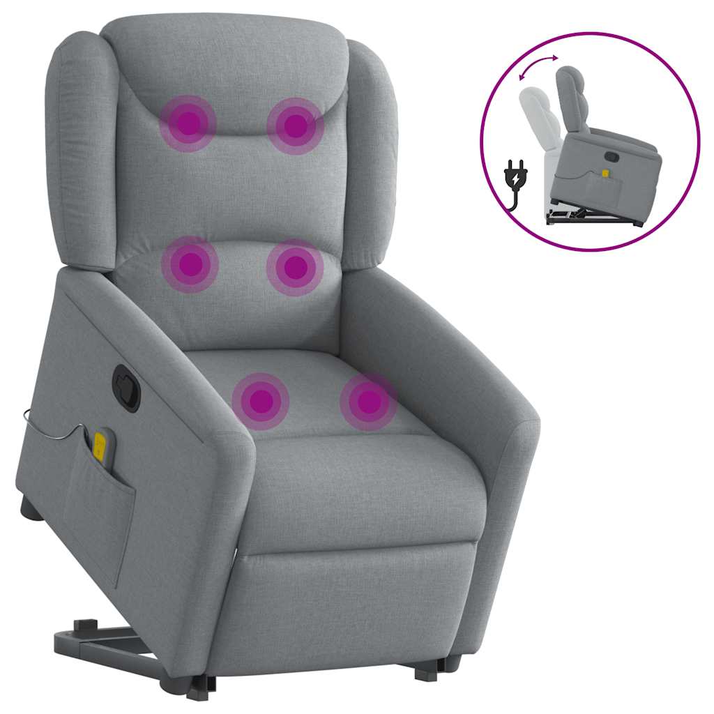 Vidaxl sta-op-massagestoel verstelbaar stof lichtgrijs