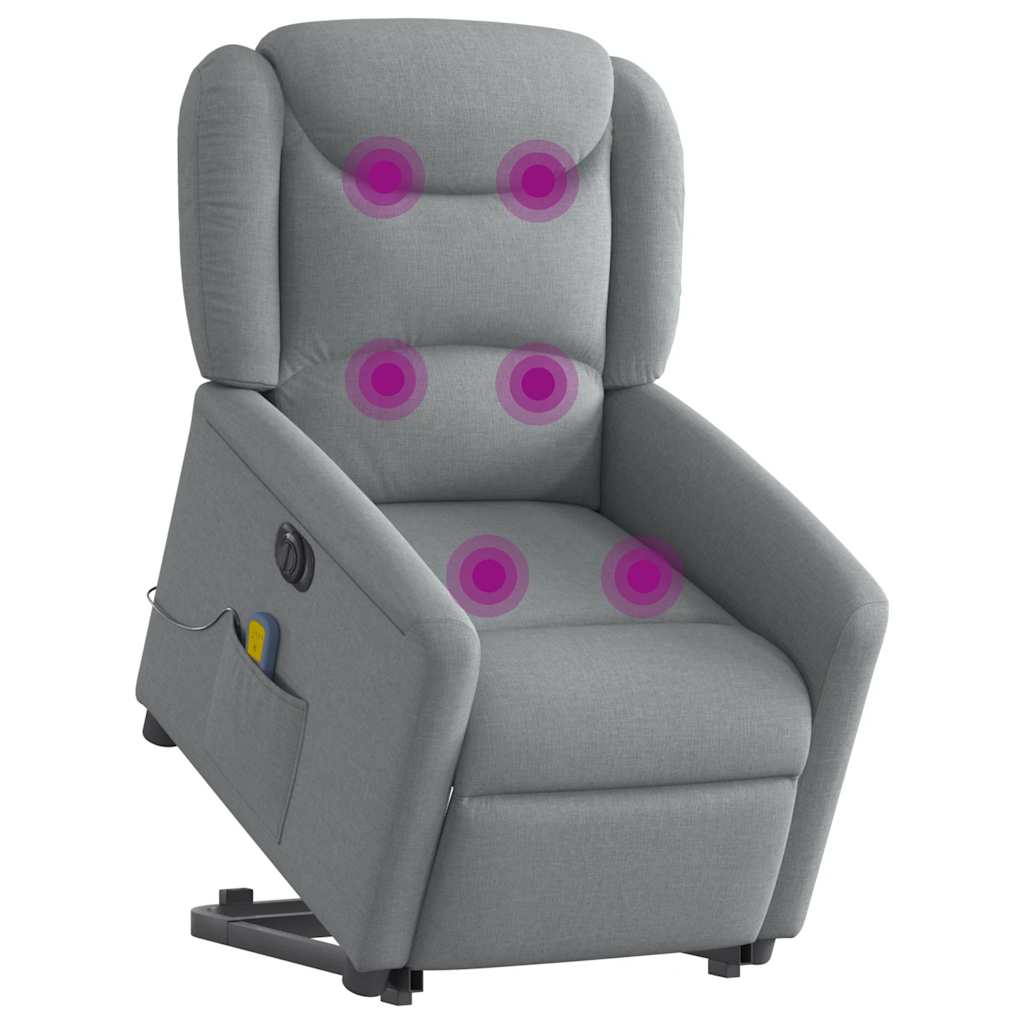 Vidaxl sta-op-massagestoel elektrisch verstelbaar stof lichtgrijs