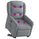 Vidaxl sta-op-massagestoel elektrisch verstelbaar stof lichtgrijs
