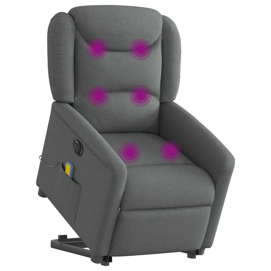 Vidaxl sta-op-massagestoel elektrisch verstelbaar stof donkergrijs