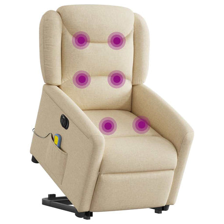 Vidaxl sta-op-massagestoel elektrisch verstelbaar stof crèmekleurig