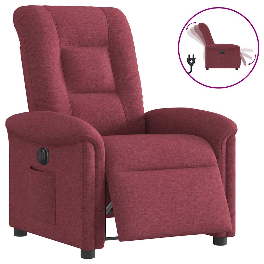 Vidaxl fauteuil verstelbaar elektrisch stof wijnrood