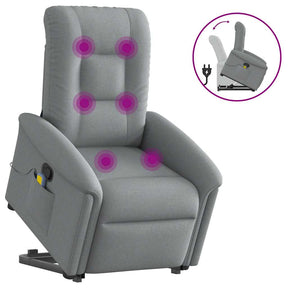 Vidaxl sta-op-massagestoel verstelbaar stof lichtgrijs