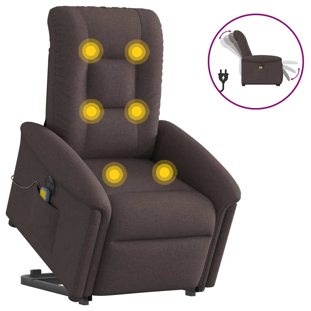 Vidaxl sta-op-massagestoel elektrisch verstelbaar stof donkerbruin