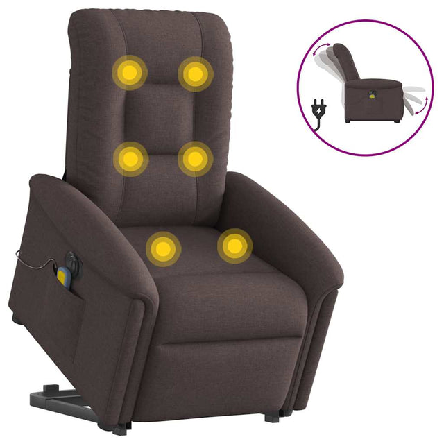 Vidaxl sta-op-massagestoel elektrisch verstelbaar stof donkerbruin