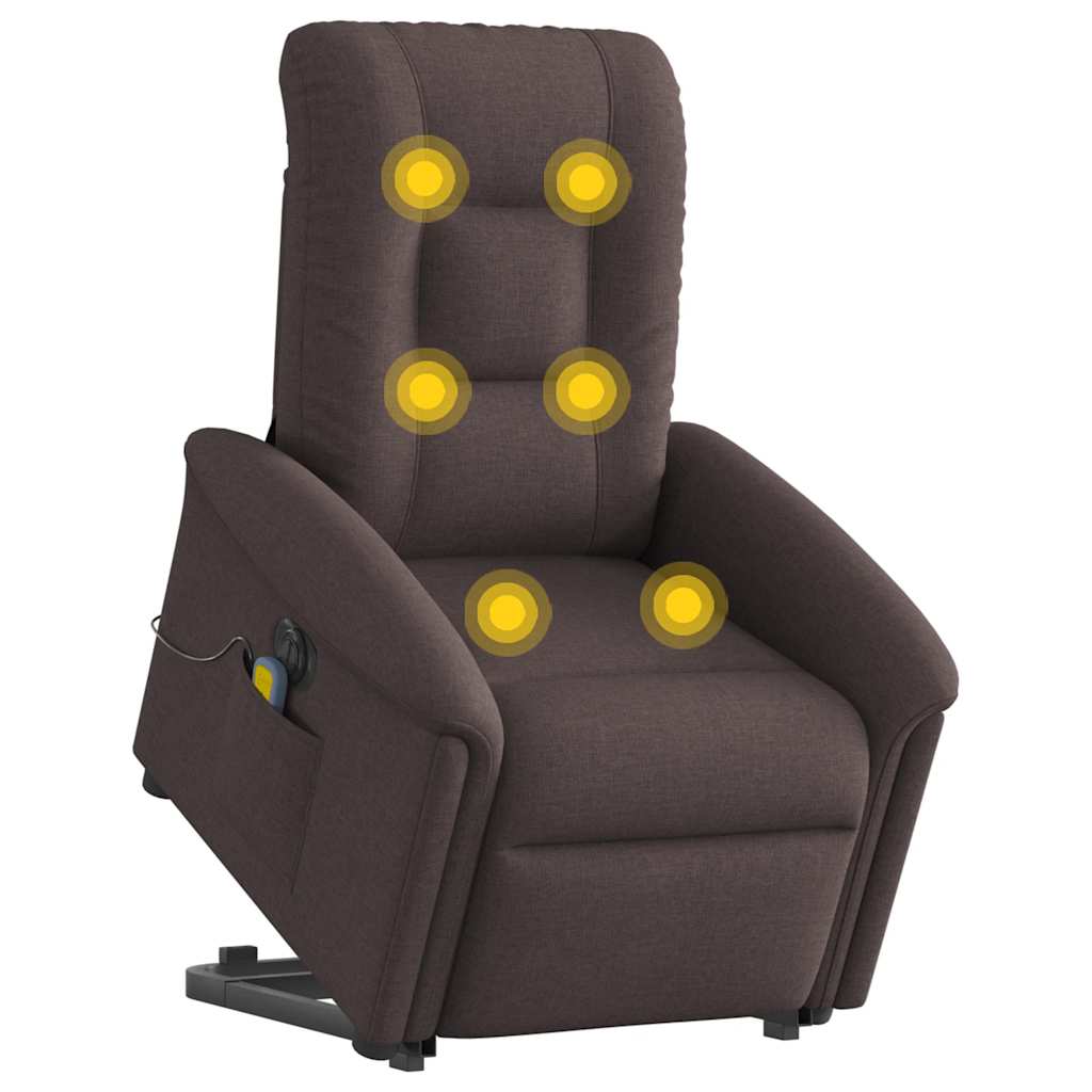 Vidaxl sta-op-massagestoel elektrisch verstelbaar stof donkerbruin