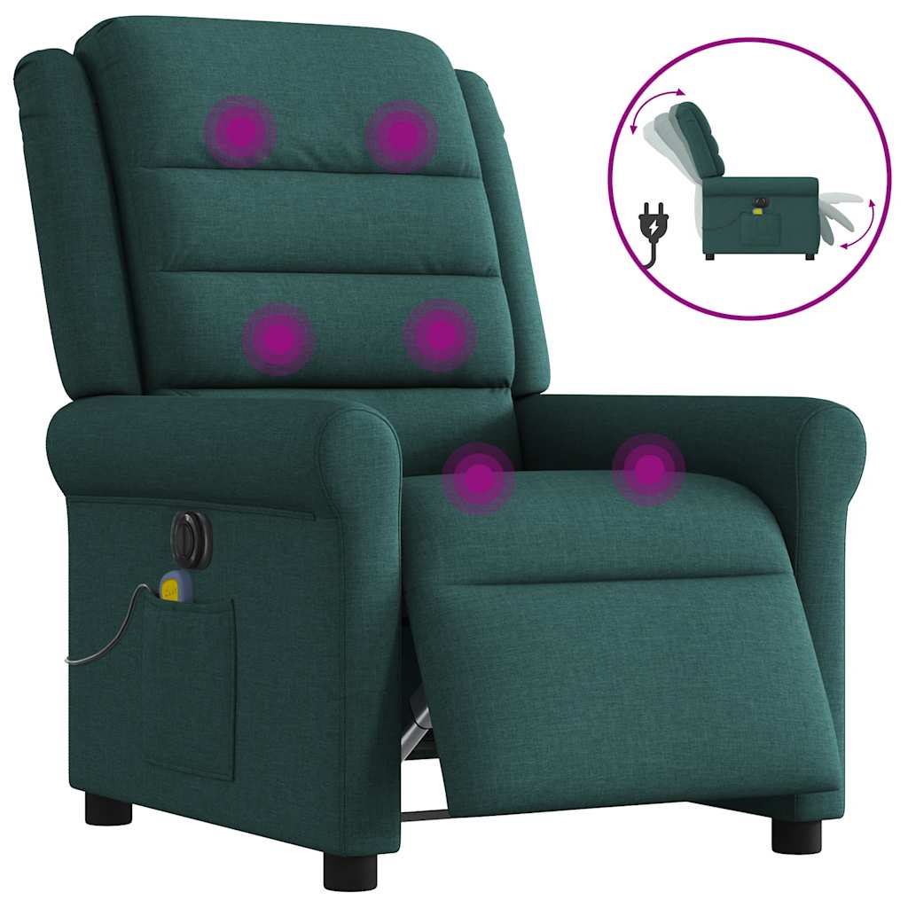Vidaxl massagestoel elektrisch verstelbaar stof donkergroen