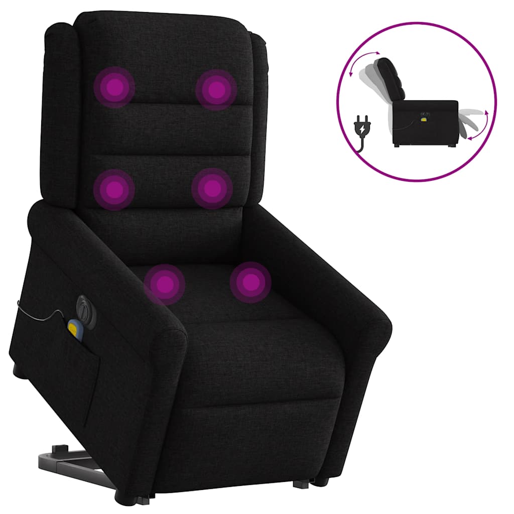 Vidaxl sta-op-massagestoel elektrisch verstelbaar stof zwart