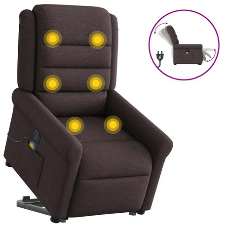 Vidaxl sta-op-massagestoel elektrisch verstelbaar stof donkerbruin