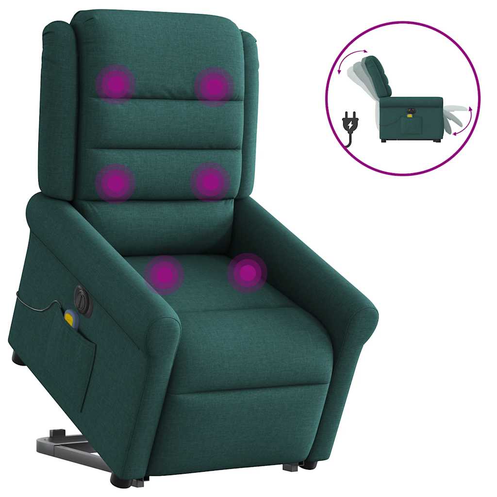 Vidaxl sta-op-massagestoel elektrisch verstelbaar stof donkergroen