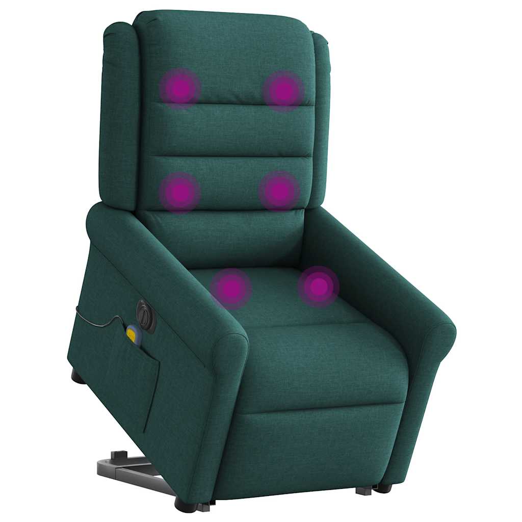 Vidaxl sta-op-massagestoel elektrisch verstelbaar stof donkergroen