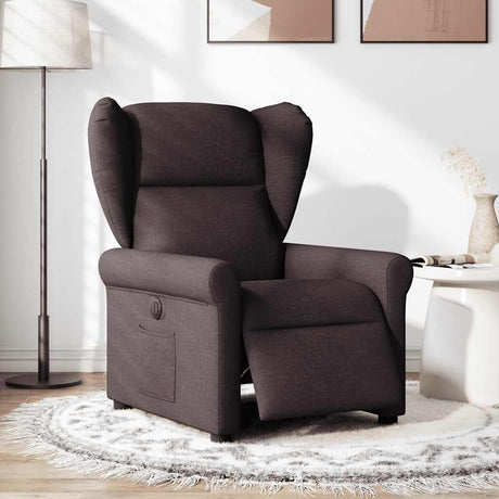 Vidaxl fauteuil verstelbaar elektrisch stof donkerbruin