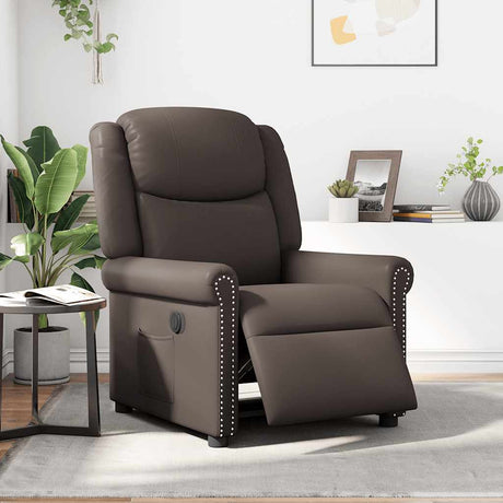 Vidaxl fauteuil elektrisch verstelbaar kunstleer glanzend bruin