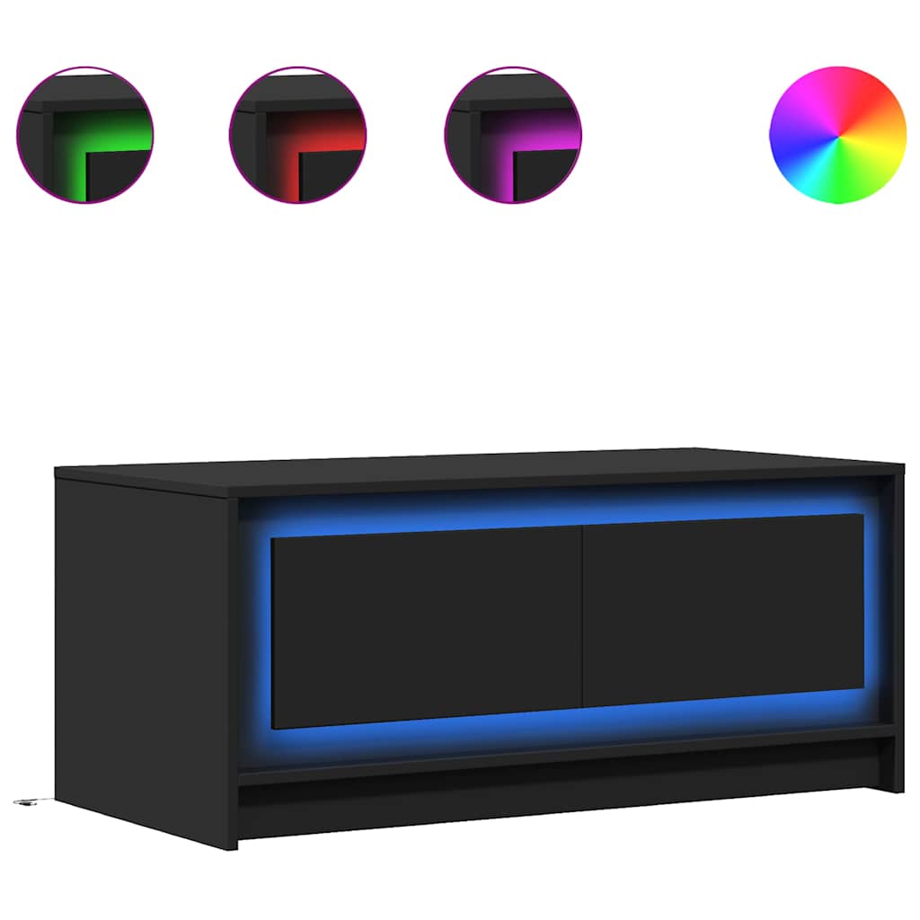 Vidaxl salontafel met led-verlichting bewerkt hout zwart
