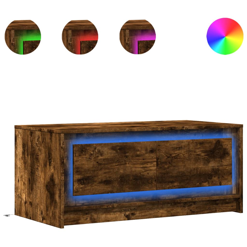 Vidaxl salontafel met led-verlichting bewerkt hout gerookt eikenkleur