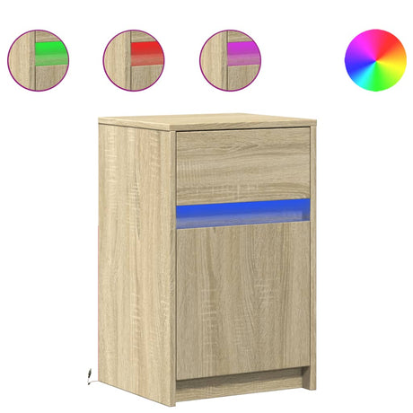 Vidaxl nachtkastje met led-verlichting bewerkt hout sonoma eikenkleur
