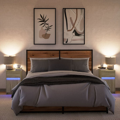 Vidaxl nachtkastjes met led-verlichting 2 st bewerkt hout sonoma eiken